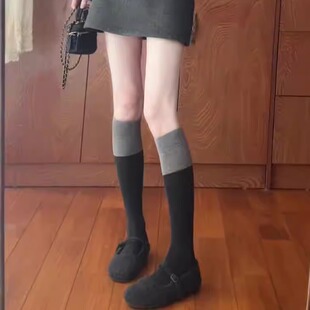 高弹显瘦小腿袜女 黑灰拼接袜 啊啊啊太好看啦 忍不住想发一下这款