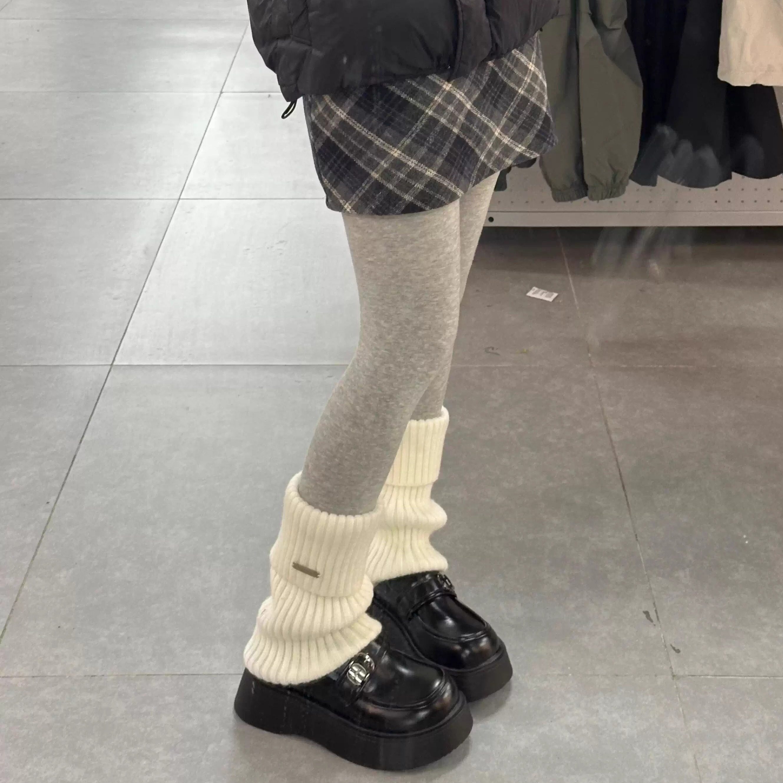 增高穿搭 加厚金属标保暖针织袜秋冬日系竖条显瘦堆堆袜套潮流女,女士内衣/男士内衣/家居服,中筒袜,淘宝优惠券,粉丝福利购,淘宝优惠卷