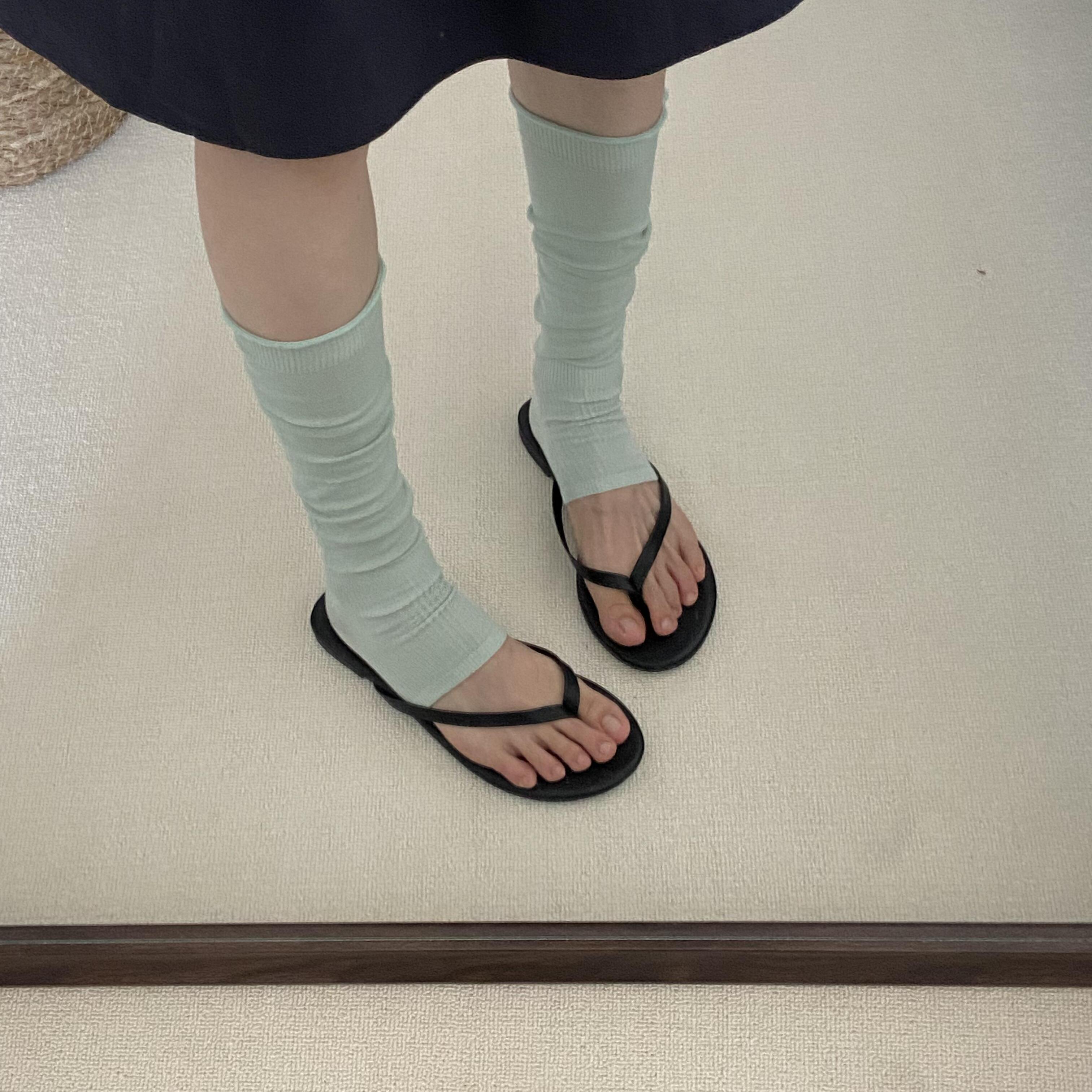 薄荷曼波褶皱堆堆袜套好韩系少女