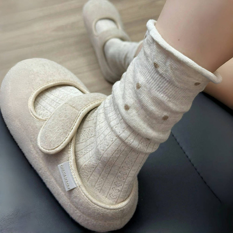 可堆可直！一眼迷住的波点袜袜也太美了吧~夏季薄款袜中筒袜鞋带