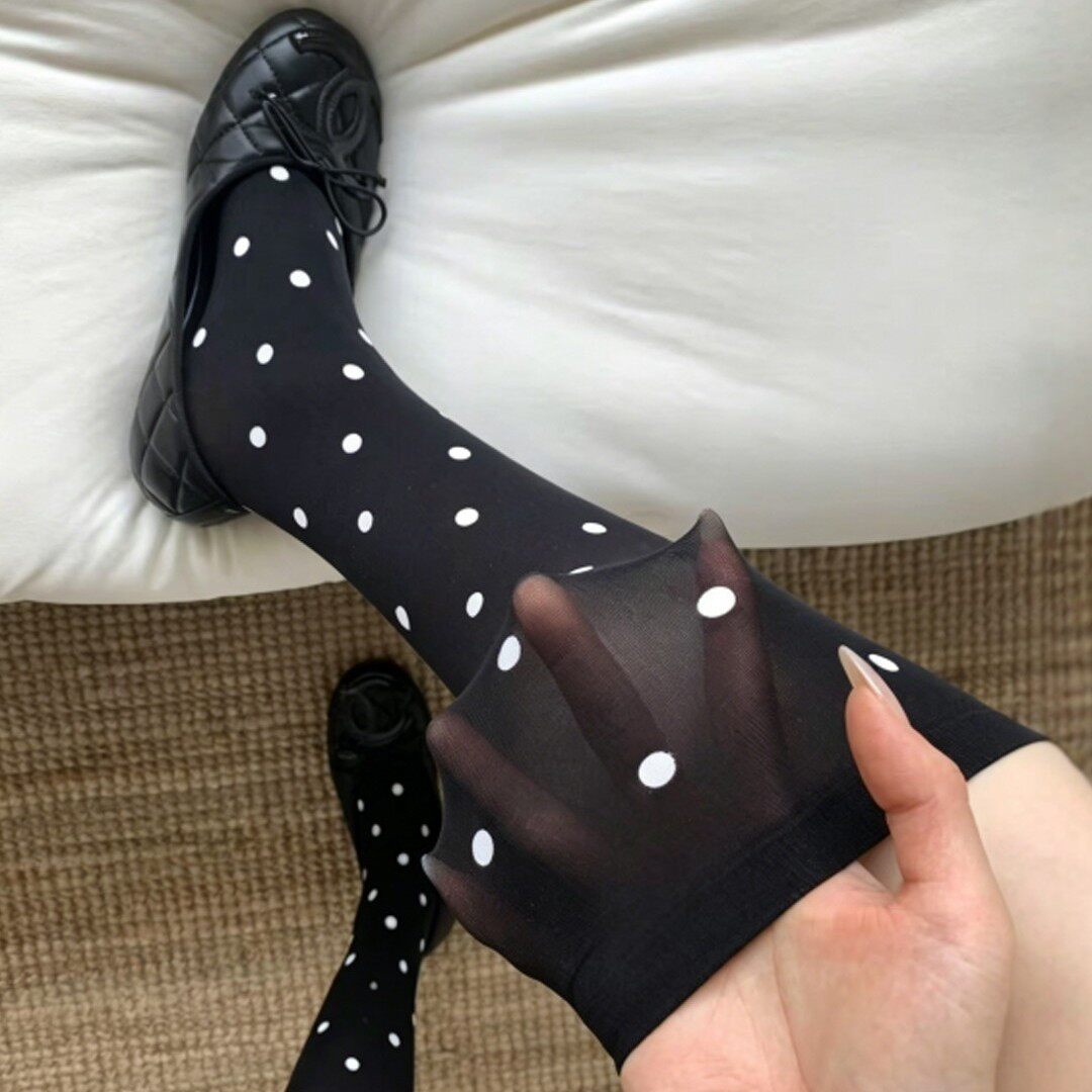 波点控bi入显瘦显腿长夏季小腿袜