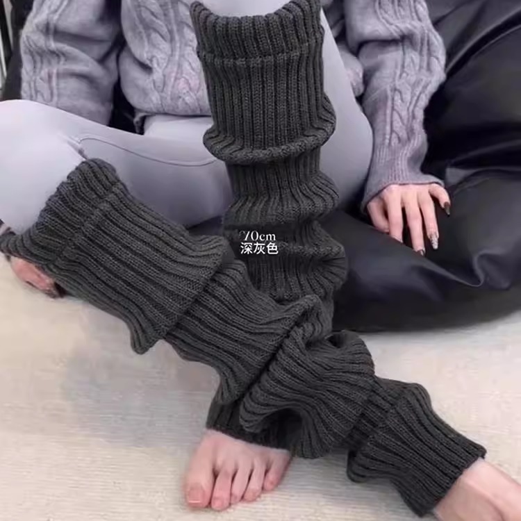 BM同款棕绿色腿袜套～保暖又实用