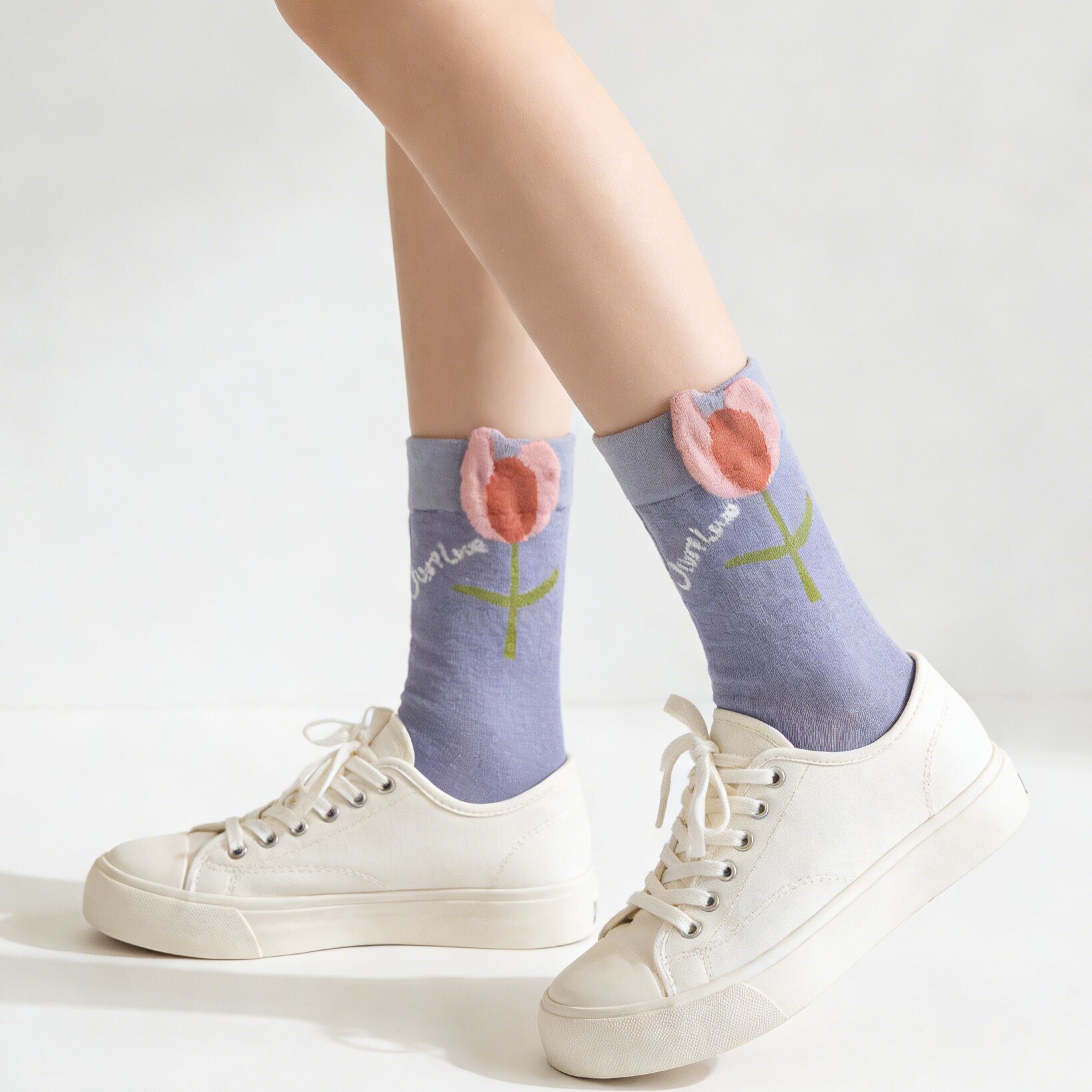 立体花朵中筒袜袜子女ins风甜美可爱街头潮网红长袜女生夏季新款