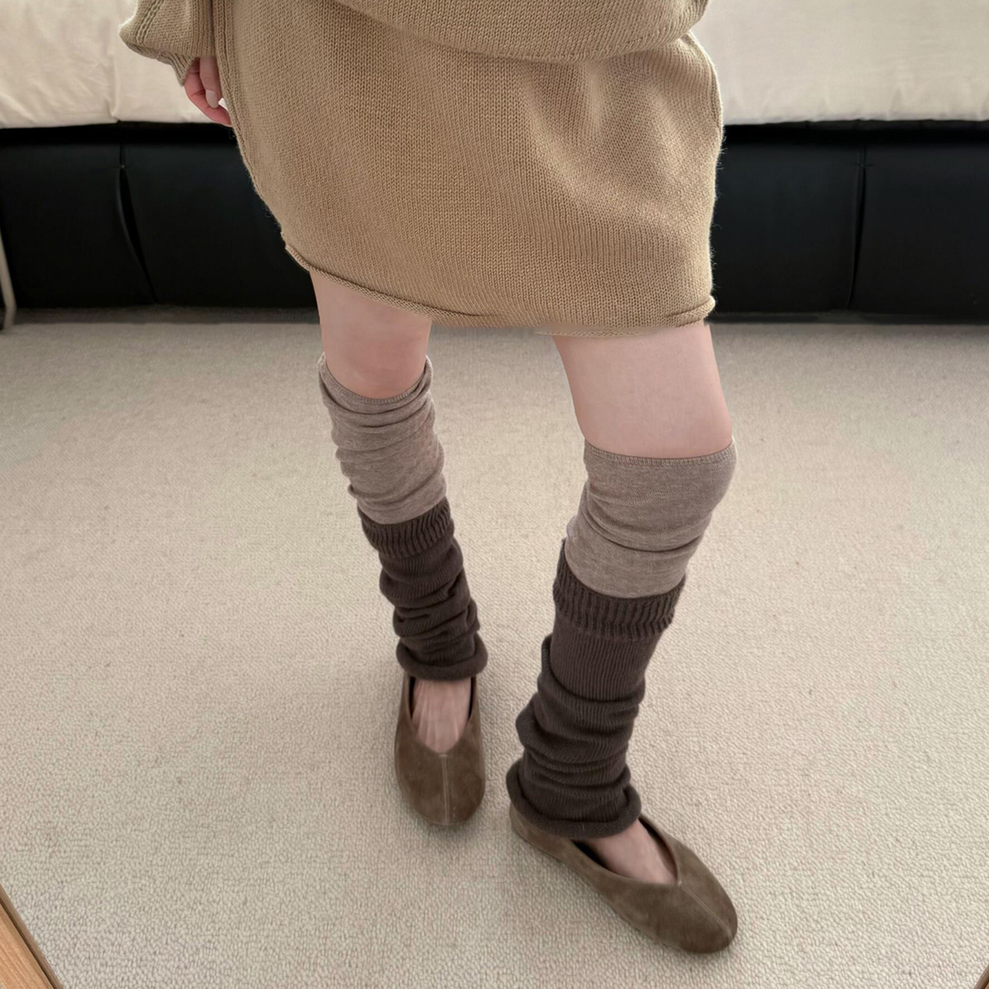 针织拼色袜套可太美了~满满慵懒