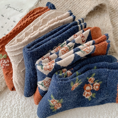 保暖袜子冬季加绒羊毛复古加厚