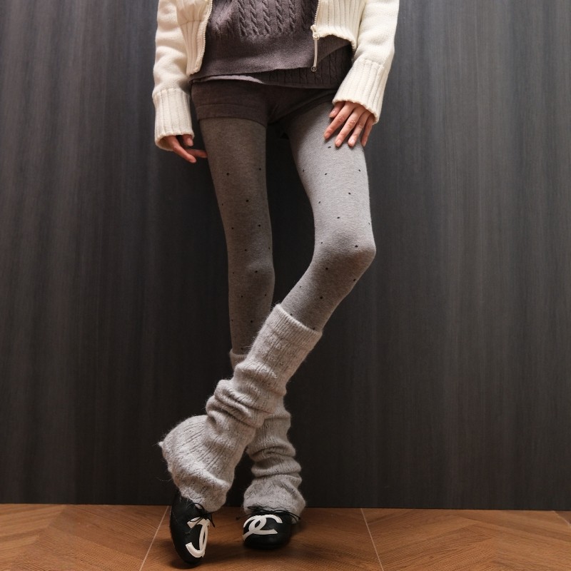秋冬高级感复古穿搭太有氛围感了！灰调波点针织连裤慵懒堆堆袜套,女士内衣/男士内衣/家居服,连裤袜/打底袜,淘宝优惠券,粉丝福利购,淘宝优惠卷