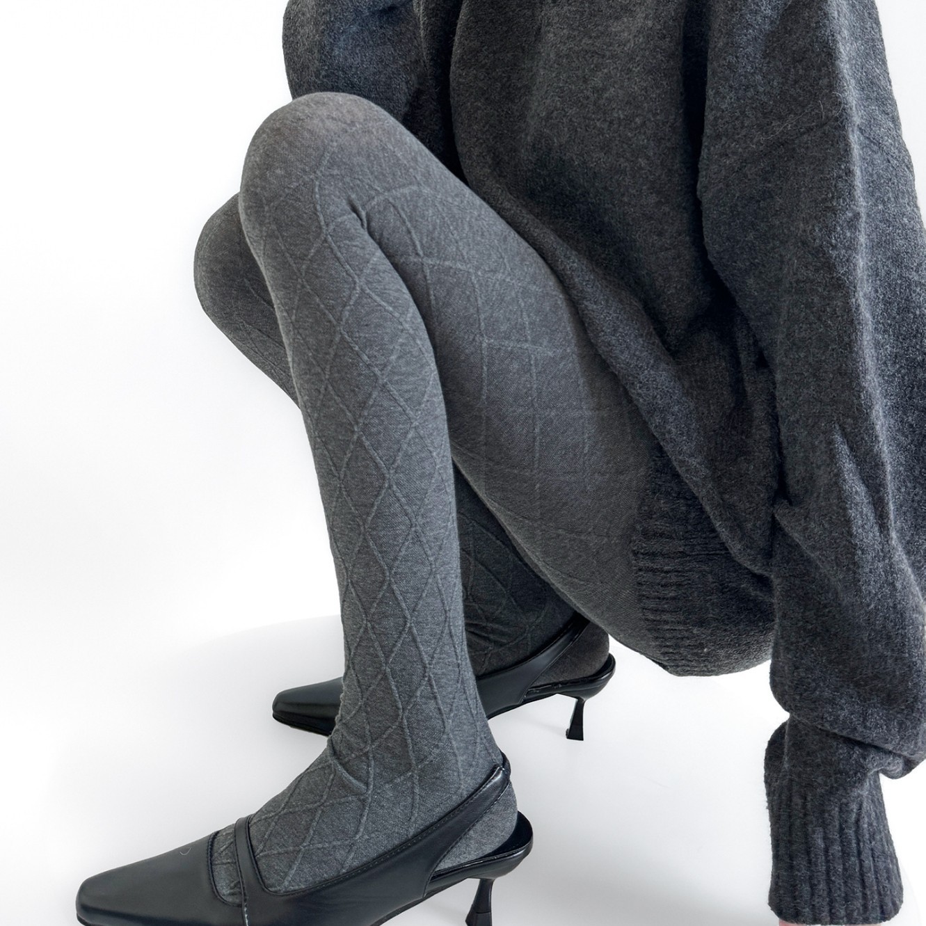 秋冬有质感的老钱风立体菱格连裤袜女加厚保暖打底裤高腰显瘦显高