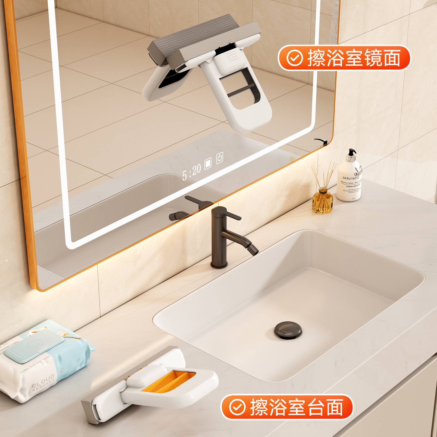 迷你小拖把桌面茶吧清洁免手洗