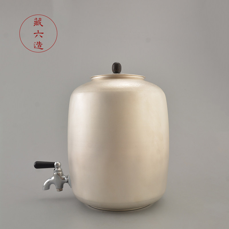 藏六造 纯银999纯手工家用日式一张打纯银水缸 高工储水缸