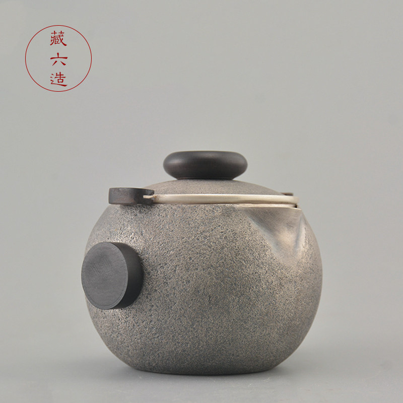 藏六造 银壶纯银999泡茶壶 无念手抓壶盖碗分茶器 纯手工纯银茶壶