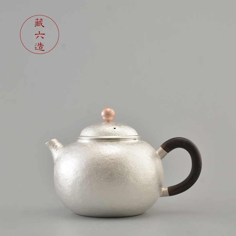 藏六造 纯银999容天急须 纯手工一张打银壶泡茶壶日本小银壶