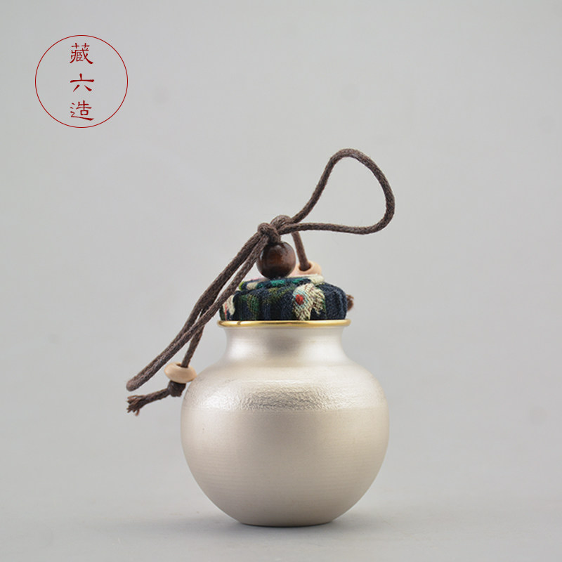 藏六造 纯银999大古便携茶叶罐 纯手工日式储茶罐 家用茶道配件