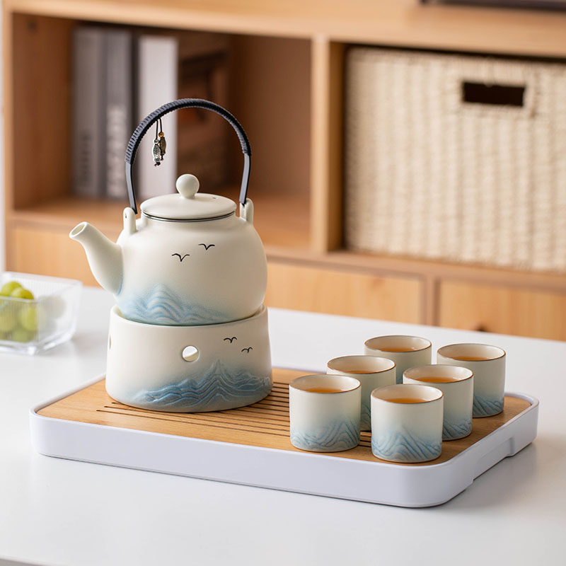 下午茶茶具套组泡茶壶家用高档提梁壶陶瓷养生花茶壶蜡烛煮茶炉
