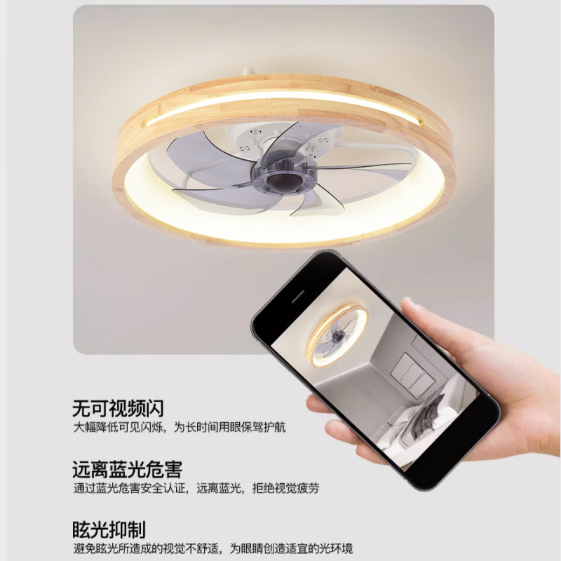 110v/220v伏色实原风扇灯卧室吸顶餐厅隐形吊扇灯规110V跨境木北