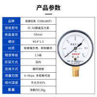 匡建仪表（CONJANT）YE-60膜盒压力表0-6kpa千帕表微压表煤气燃气