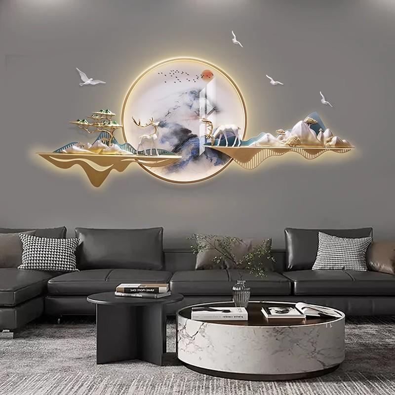 客厅装饰画3d立体新中式茶室餐厅卧室山水壁饰沙发背景墙面上挂画