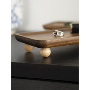 害羞梨害羞梨储存托盘实木托盘木制芳香疗法托盘古董风格 高香水珠