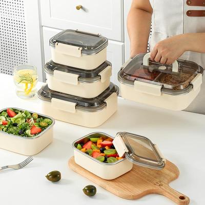 304不锈钢保鲜盒上班族带饭800ML可微波炉加热便当盒分格密封饭盒