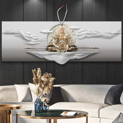 斗战胜佛3d立体客厅沙发背景墙装饰画孙悟空壁画齐天大圣归来挂画