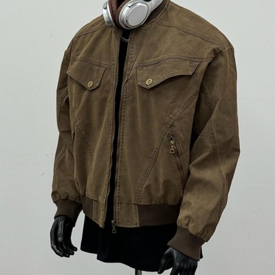 cleanfit短款工装外套男女春季美式复古棒球服潮牌做旧哈灵顿夹克