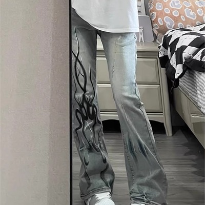 美式高街vibe裤水洗黄泥显瘦直筒
