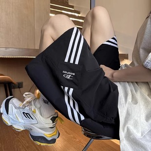 三條杠運(yùn)動(dòng)短褲 傘兵中褲 薄款 速干工裝 夏季 涼感透氣五分褲 美式 男款