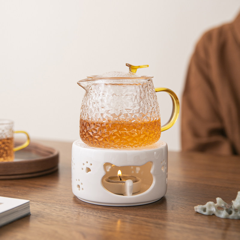 温泡茶炉小火炉蜡烛加热煮茶底座保温暖茶器烘泡茶炉玻璃泡花茶壶