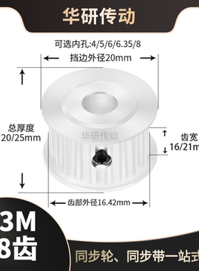 同步轮S3M18齿AF槽宽16/21传动轮内孔4 5 6 6.358同步带轮S3M现货