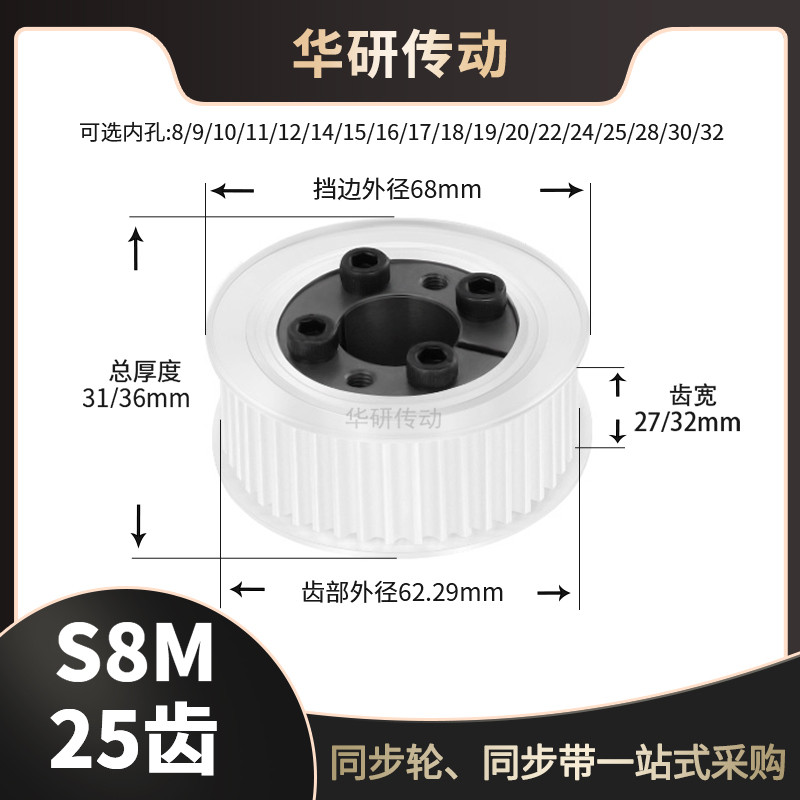 免键同步轮S8M胀套同步带轮