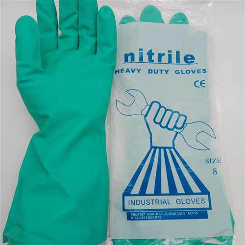绿色Nitrile凯琳龙丁晴手套 耐油耐酸碱防水耐油家用工厂化工手套