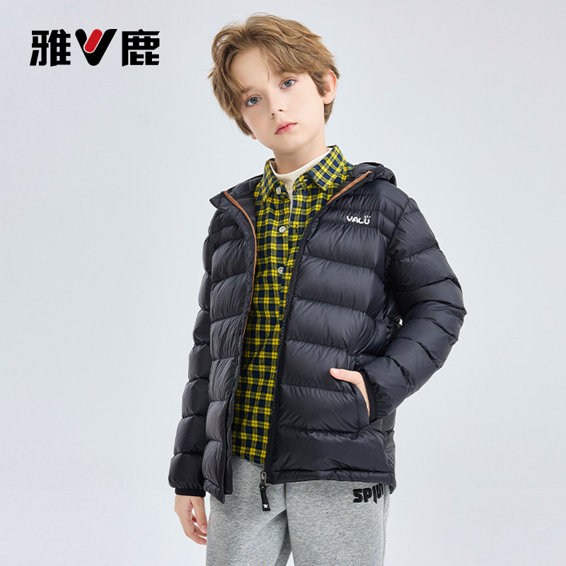 雅鹿2025新款儿童轻薄羽绒服短款男童女童中大童宝宝秋冬薄款外套