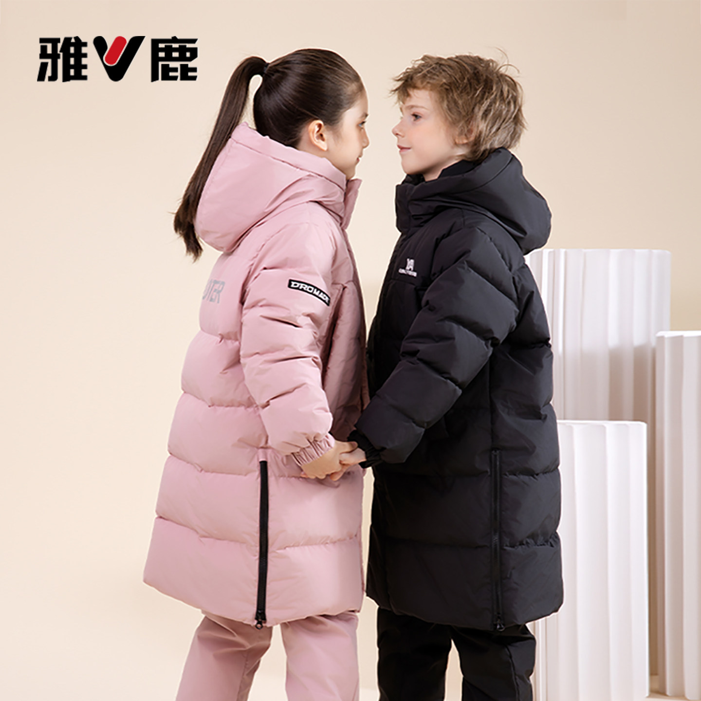雅鹿长款儿童羽绒服中长款男童女童2026新款大童冬季加厚极寒外套