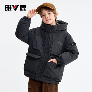 雅鹿户外极寒2026新款儿童加厚羽绒服男童女童中大童工装冬季外套