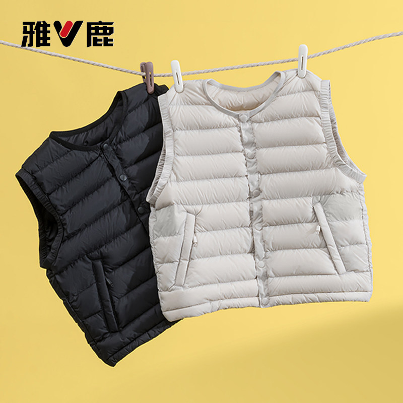 雅鹿轻薄儿童羽绒马甲背心中大童内胆宝宝男童女童外穿秋冬季坎肩