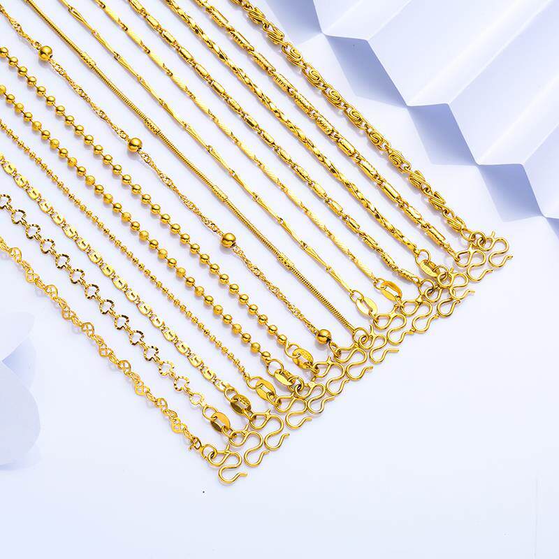 久不褪色越南沙金项链女细款水波锁骨链镀黄金色颈链欧币首饰品