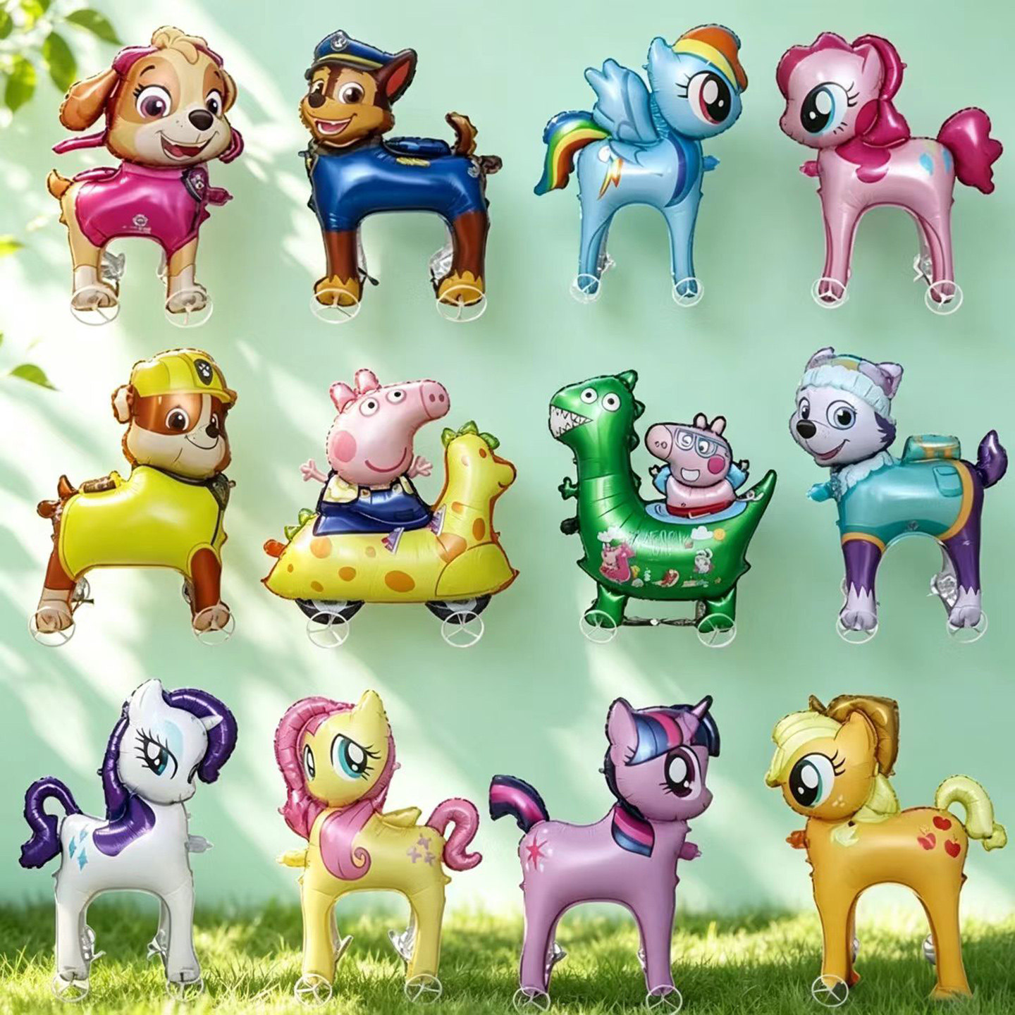 汪汪队带轮滑轮走路动物卡通气球儿童男女孩生日派对装饰摆摊地推