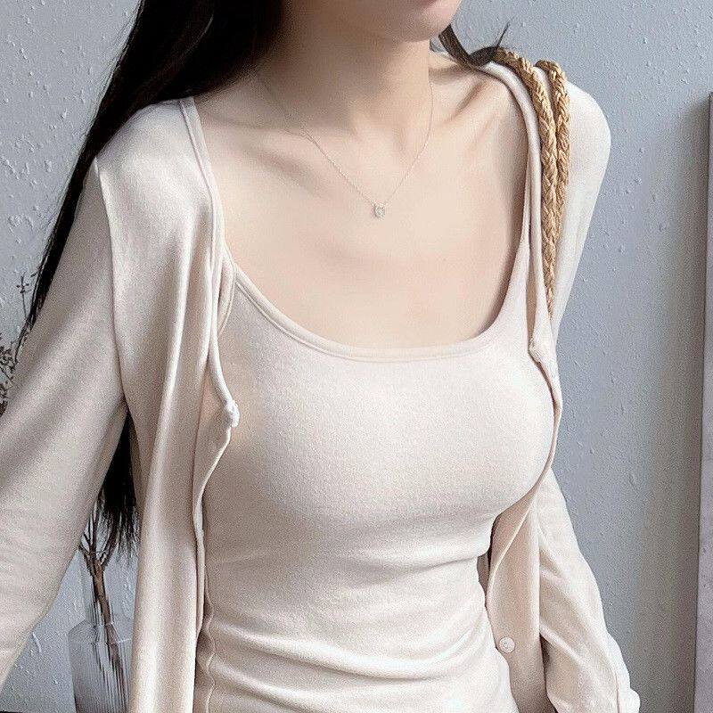 简约中长款显瘦温柔禅意风针织开衫外套女吊带上衣二件套装
