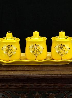 2026陶瓷供杯 水杯观音杯仙家杯道家水杯三连杯酒杯财神杯大悲水