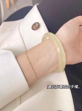 2026天然新疆和田玉手镯青白玉手镯女款圆条玉石美人镯子叮当镯青