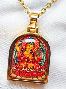 2025唐卡扎基拉姆文殊黄财神守护神楞严咒空心吊坠项炼女迷你嘎乌