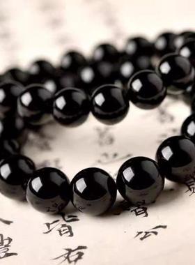 2025天然乌金黑曜石手链男士黑耀石黑色散珠子情侣手串女佛珠水晶