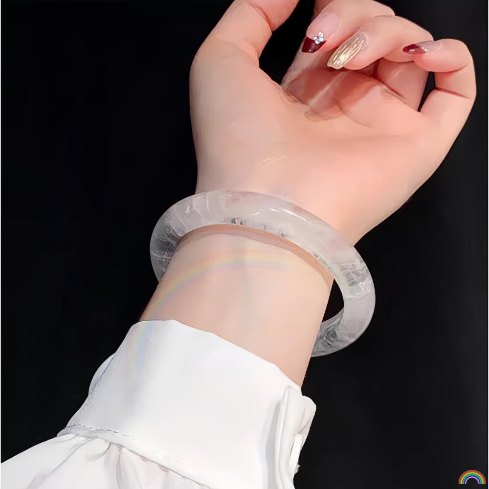 2025Rwbuy品牌设计 天然白粉水晶手镯女白晶体透粉玉石手镯送闺蜜