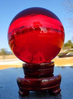 2026精品红色水晶鸿运球客厅玄关卧室办公桌开业乔迁送礼招财镇宅