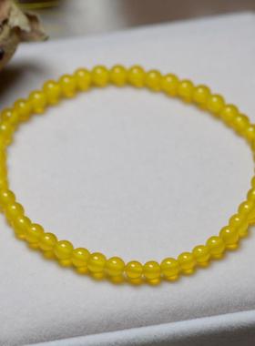 2025天然黄玛瑙手链单圈女黄色玉髓水晶迷你小珠4m民族风礼物细手