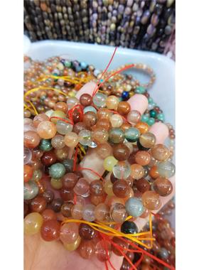 2025福禄寿手链7MM9MM红兔毛绿发晶黄兔毛彩发晶水晶单圈情侣手串