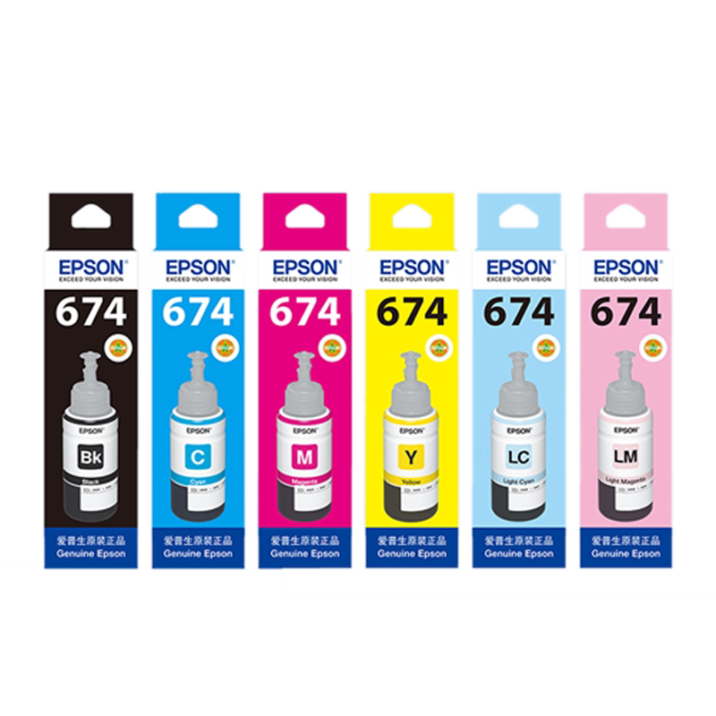 爱普生674原装墨水T674系列六色染料墨水 EPSON L801 L805 L810 L850 L1800 805 R