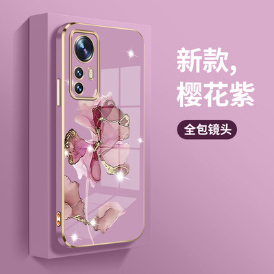 适用小米12手机壳mi12pro镜头全包2112123AC直边电镀壳xiaomi12x新款2201122C简约2201123C超薄防摔女硅胶男
