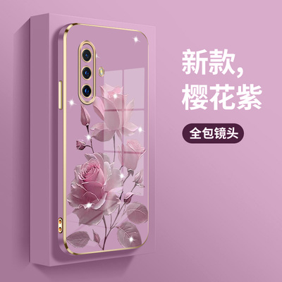 适用vivox30手机壳vivox30pro防摔v1938t粉扑玫瑰vivo30por直边电镀壳V1938CT新款vico时尚个性简约超薄潮女