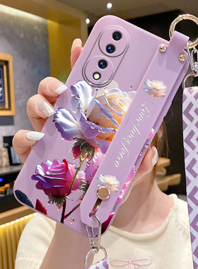 适用华为荣耀70手机壳FNE-AN00新款液态硅胶huawei荣耀70pro+腕带支架HPB-AN00防摔男女全包网红可爱ins风潮