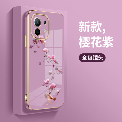 适用小米11手机壳M2011K2C新款电镀软壳mi11青春版全包xiaomi11pro防摔M2102K1AC硅胶小米11Ultra潮玉兰花朵